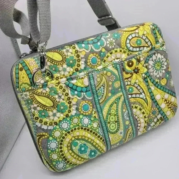 Vera Bradley Retired Lemon Parfait Turquoise Paisley Mini Computer, Crossbody! - Picture 7 of 14